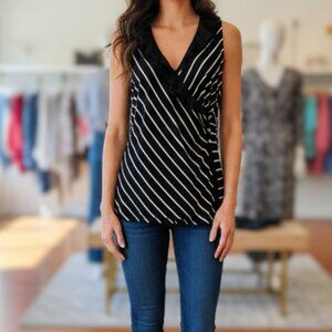 White House Black Market (S) Striped Cross front Sleeveless